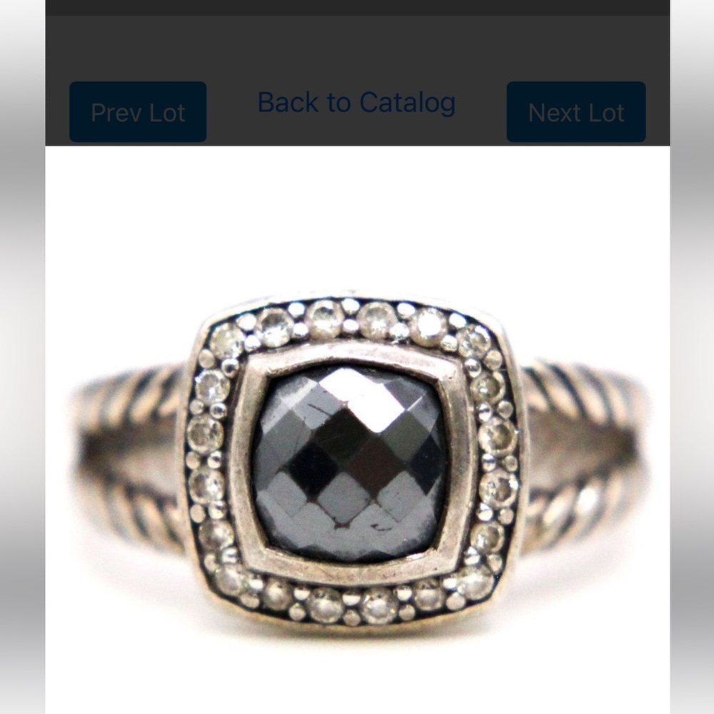 David Yurman Petite Albion Black 7mm Hematite Diamond Sterling Silver